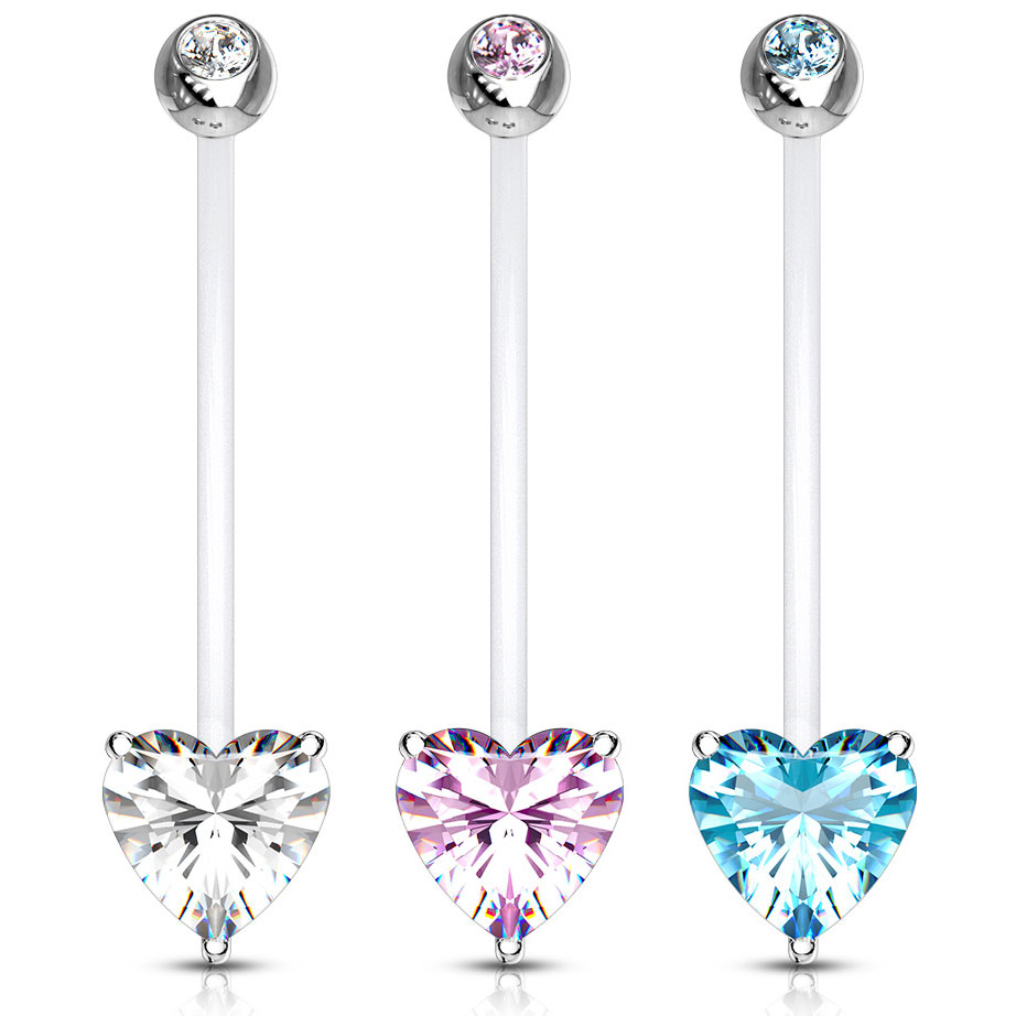 Köldökpiercing kismamáknak, sziv alakú kővel