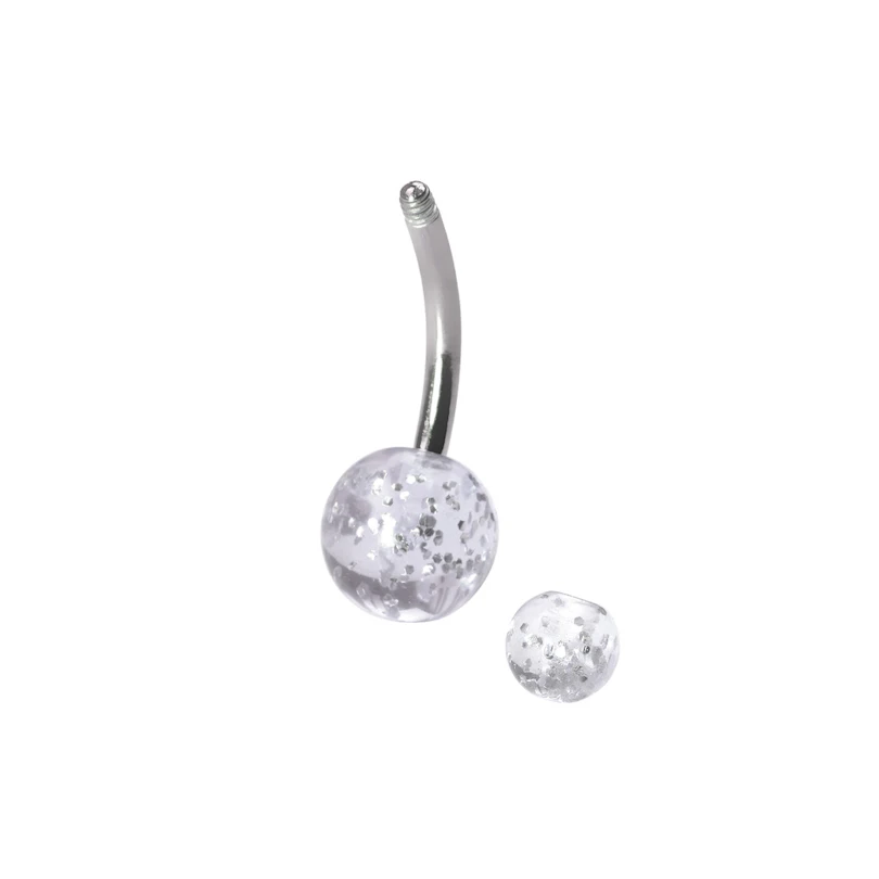 Köldök piercing titániumból, csillámos golyókkal