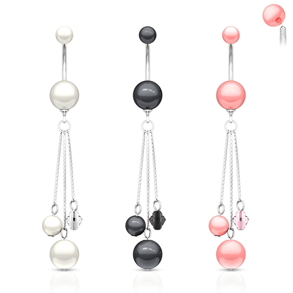 Köldökpiercing akril gyöngyökkel és lógóval