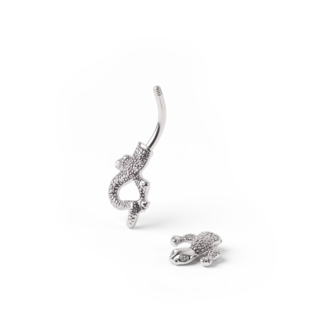 Köldök piercing gyík díszítéssel