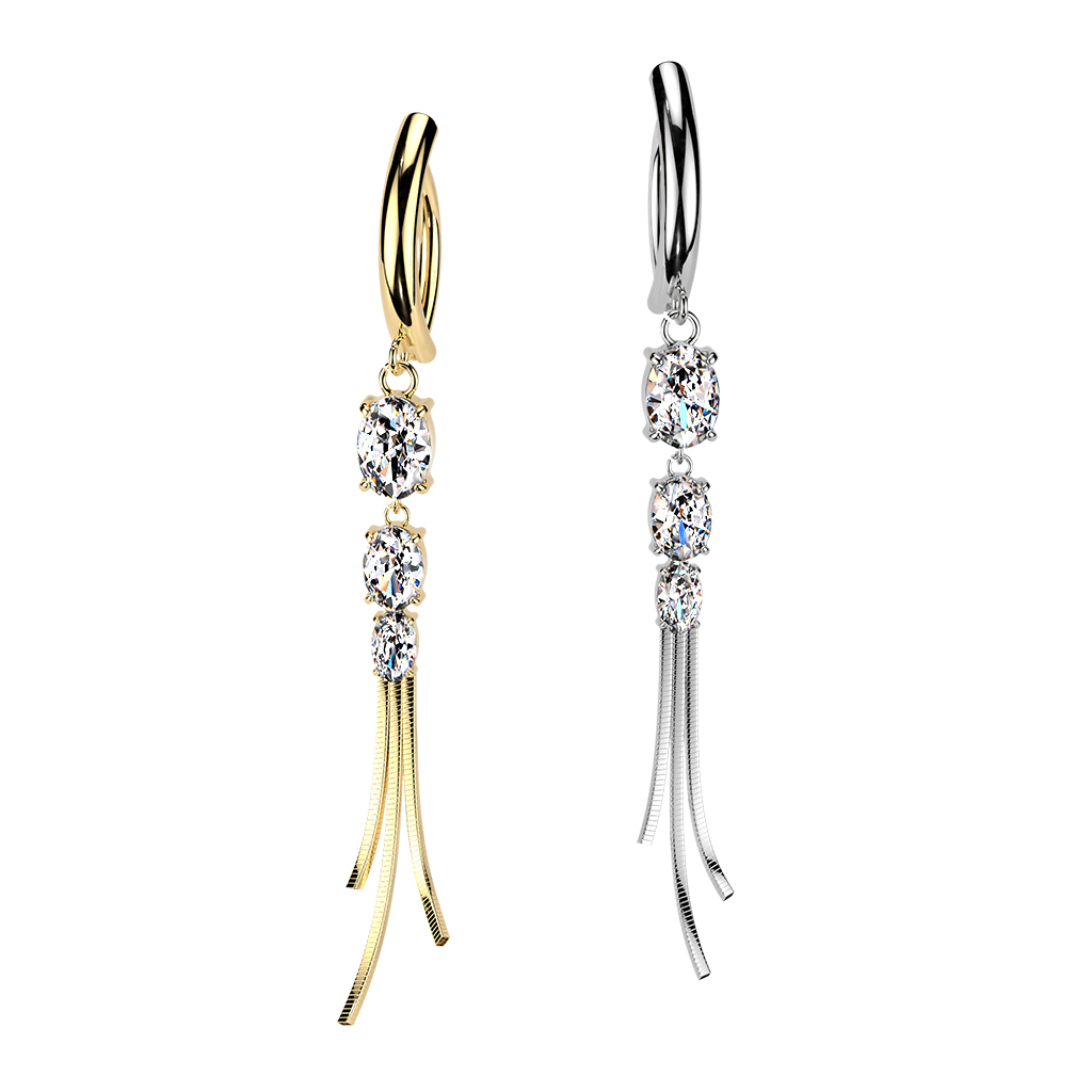 Köldök clicker kövekkel és láncokkal