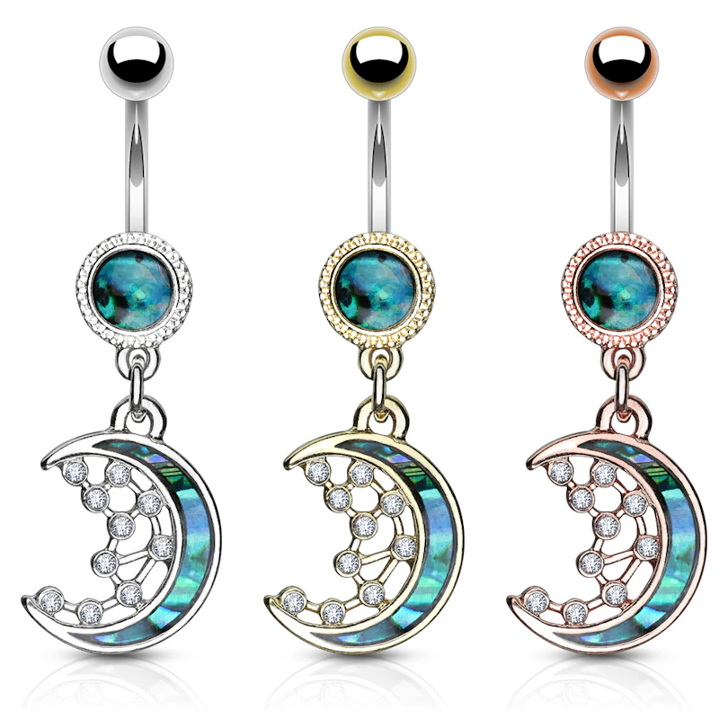 Köldök piercing köves hold medállal