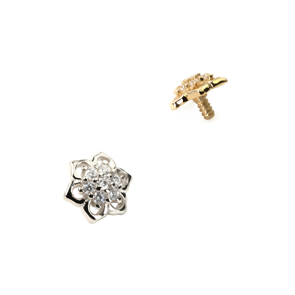 Dermal fej 14 karátos aranyból gyönyörű köves virág dísszel