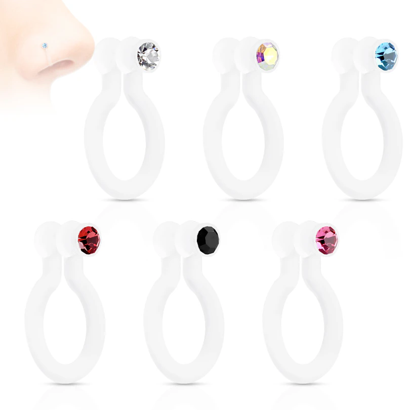 Fake orr piercing, kő dísszel