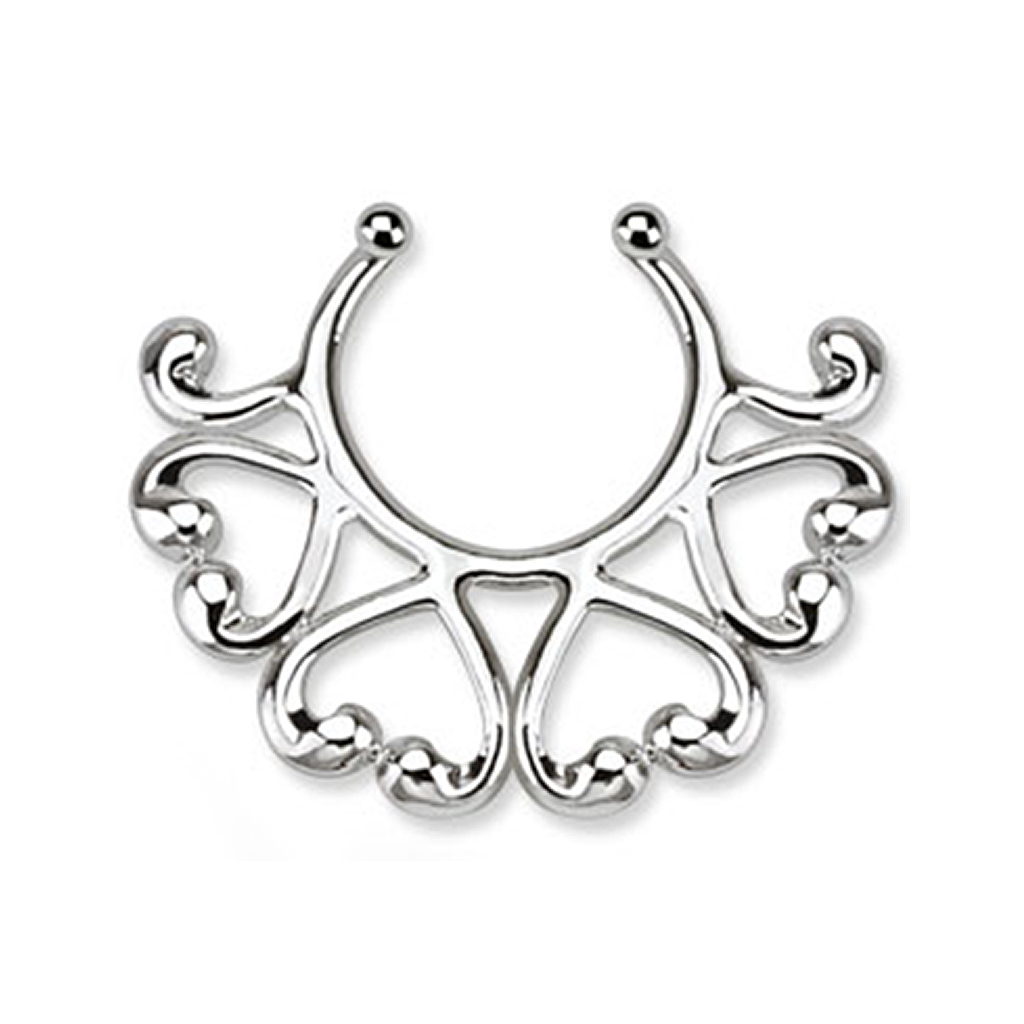 Fake melllbimbópiercing, szív díszítésű szegéllyel