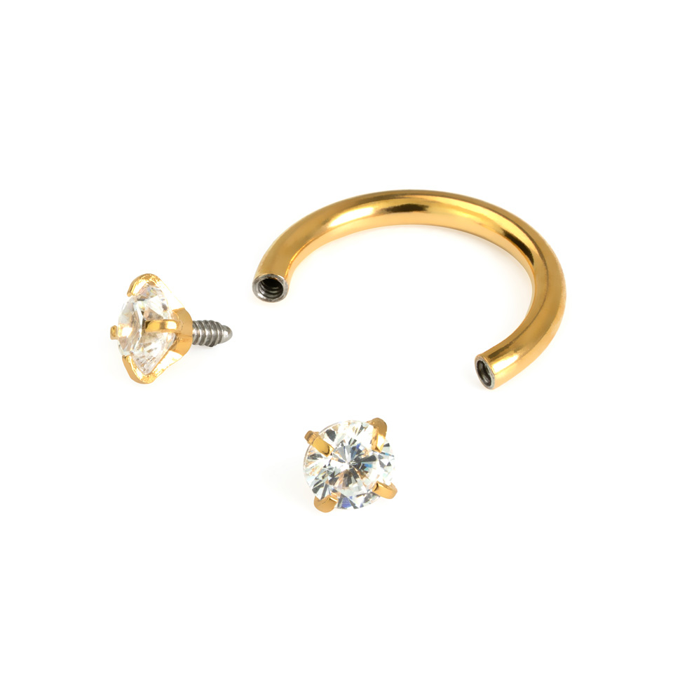 Patkópiercing belső menettel, kerek kövekkel