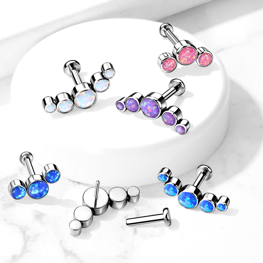 Push-in titán labret különböző opál kövekkel