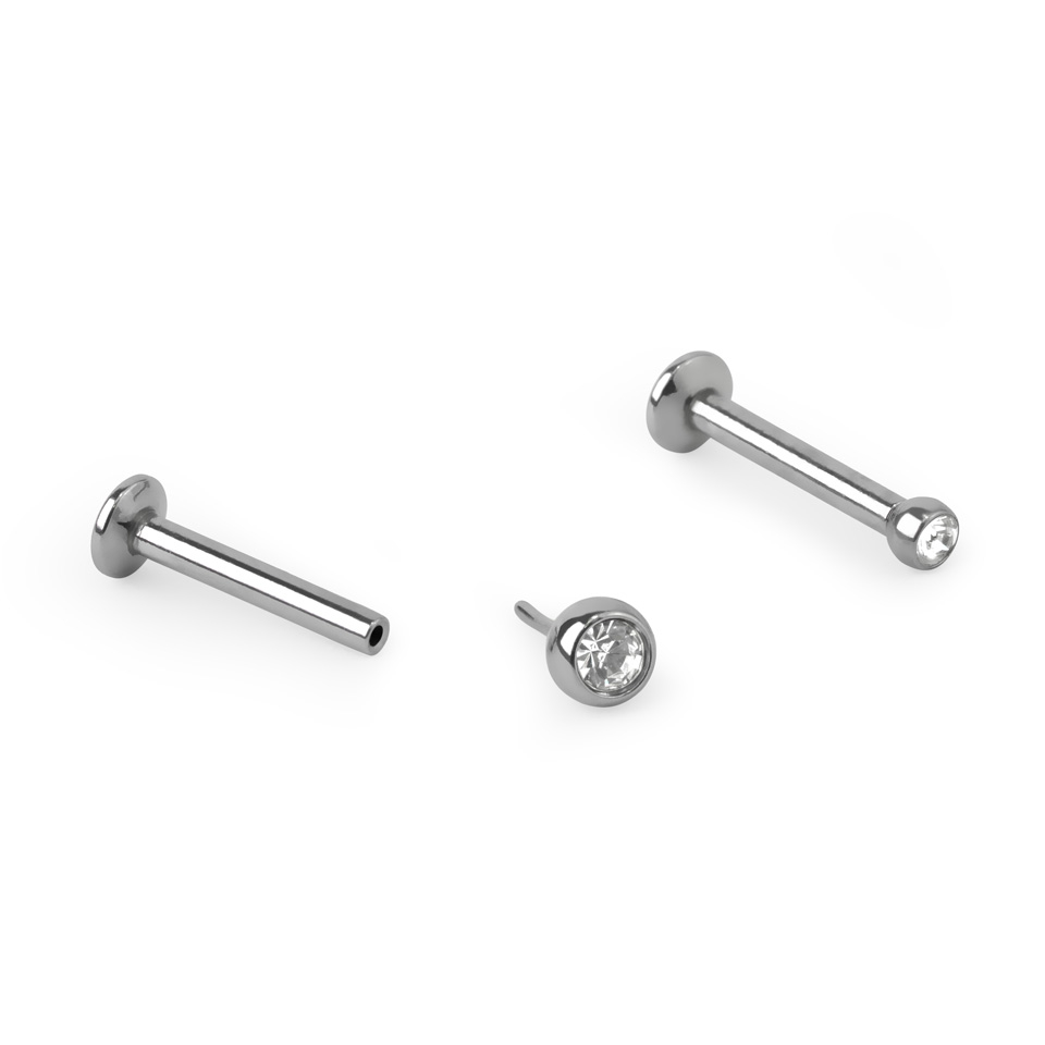 Push-in labret kristállyal