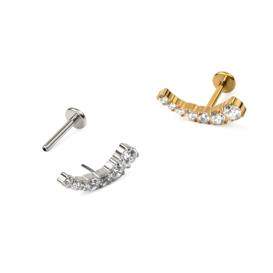 Titán push-in labret ívelt fejjel és kövekkel