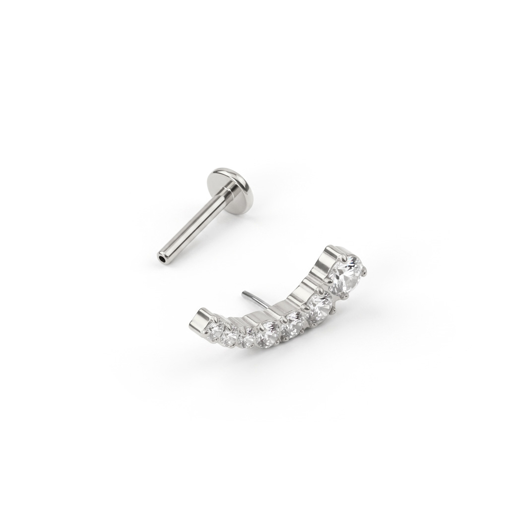 Titán push-in labret ívelt fejjel és kövekkel