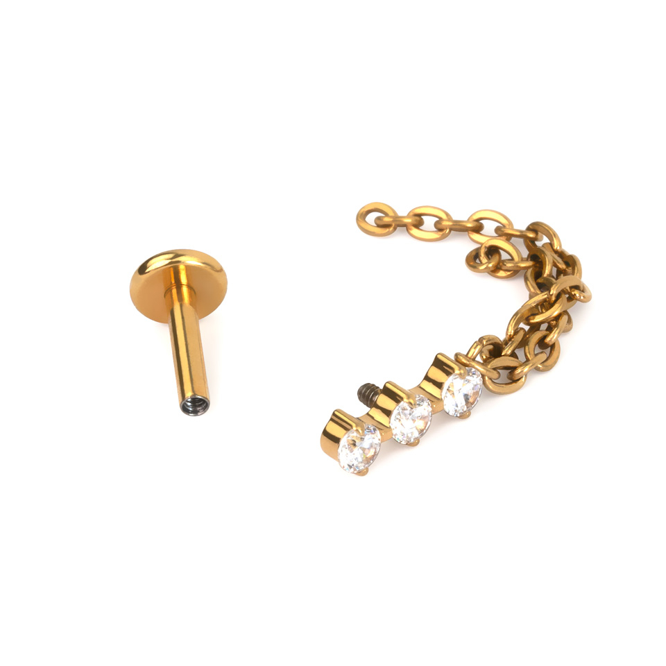 Titán labret 3 kővel és dupla láncos lógóval