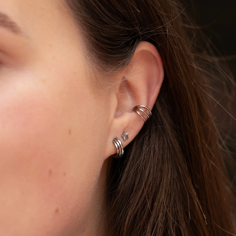 Csillagos titán labret textúrált mintával