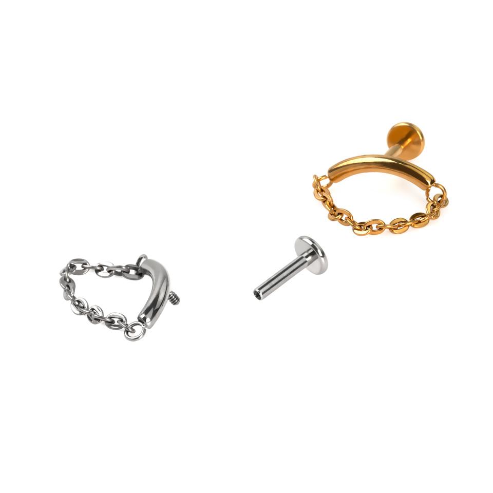 Titán labret hajlított rúddal és lánccal