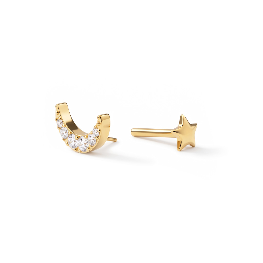 Holdlabret titánból, csillag alakú hátoldallal