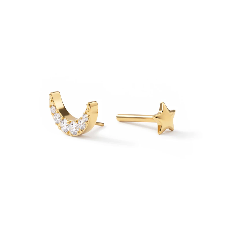 Holdlabret titánból, csillag alakú hátoldallal