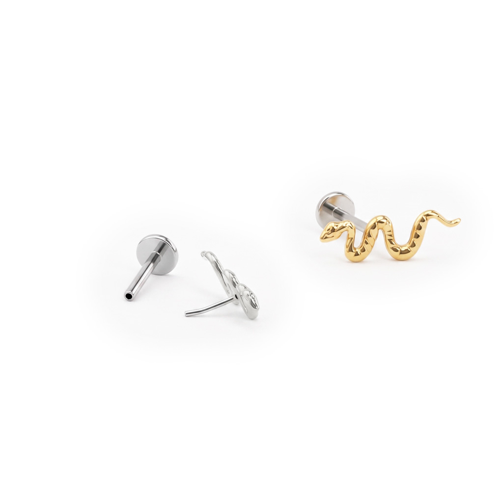 Push-in titán labret kígyóval