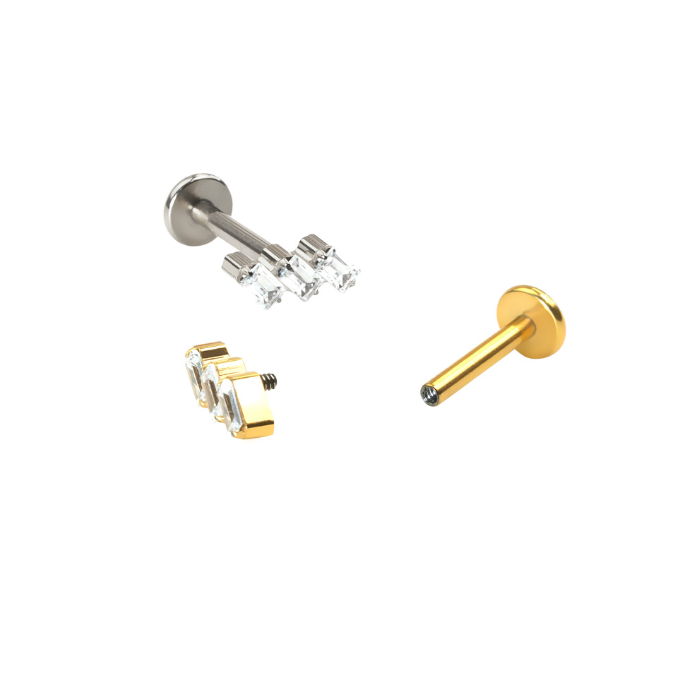 Titán labret baguette csiszolású kövekkel