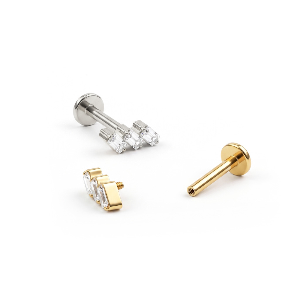 Titán labret baguette csiszolású kövekkel