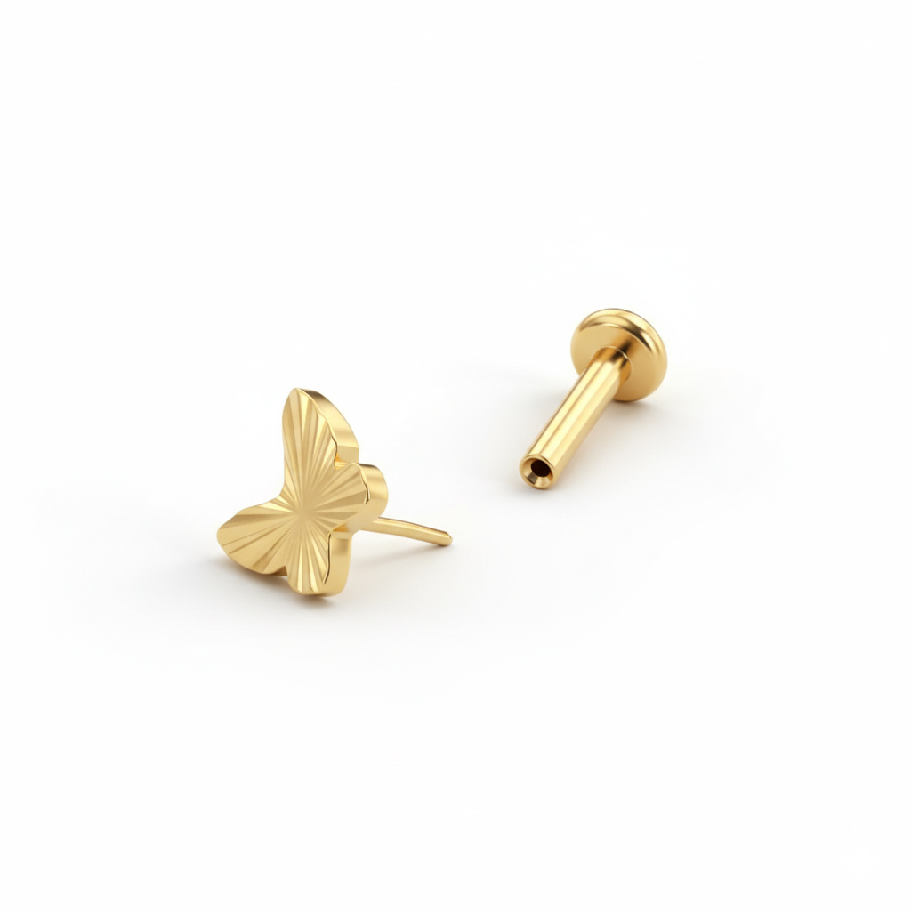 Textúrált pillangós labret titánból