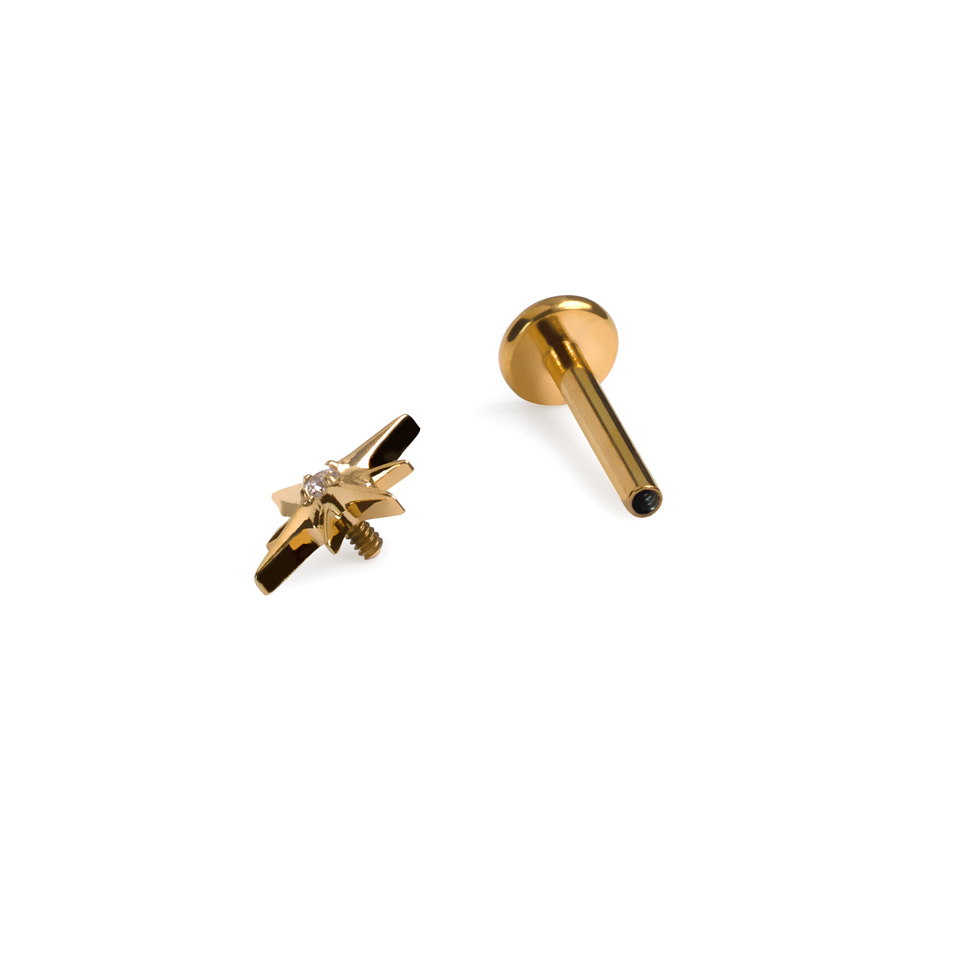 Csillagos titán labret központi kővel