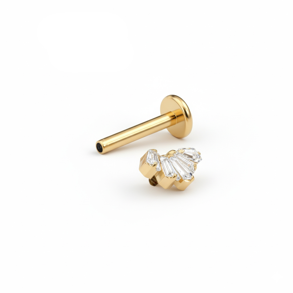 Titán labret baguette csiszolású kövekkel