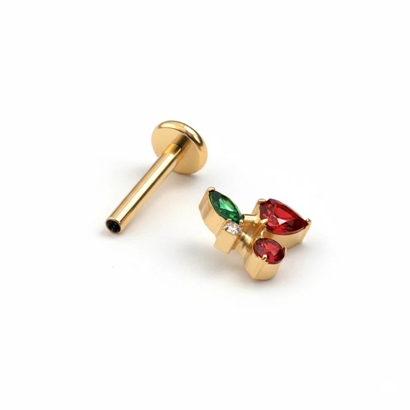 Cseresznyés labret színes kövekkel