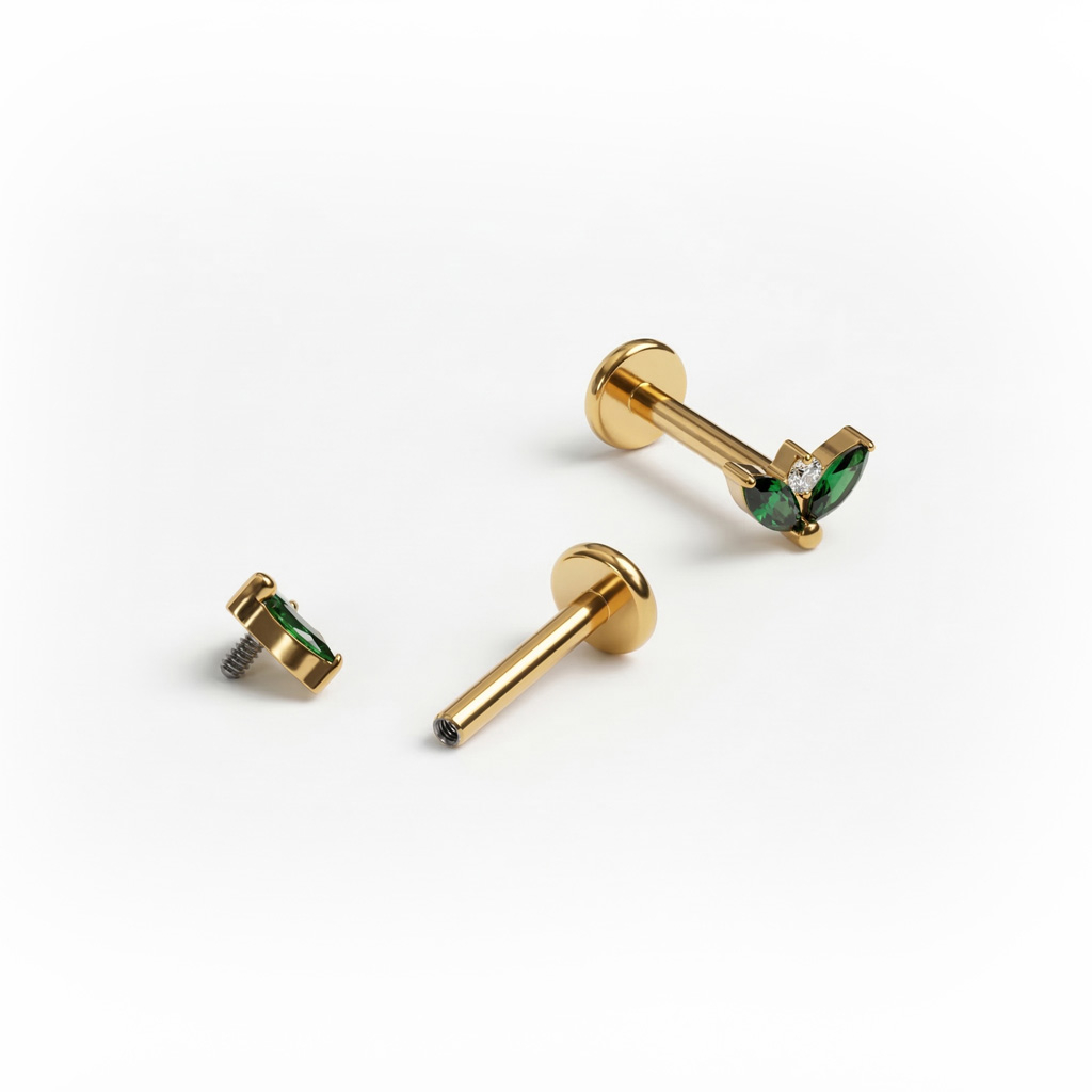 Titán labret smaragdzöld kövekkel