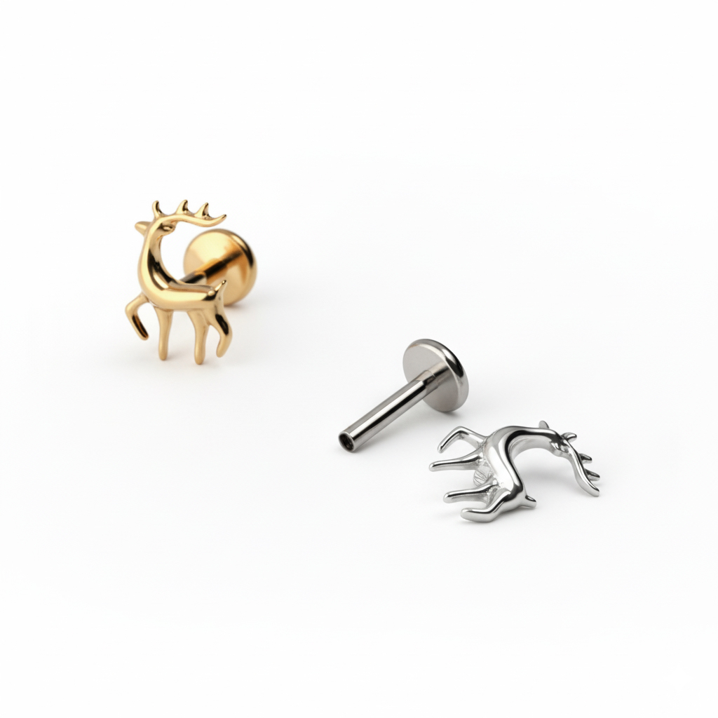 Rénszarvas alakú titán labret