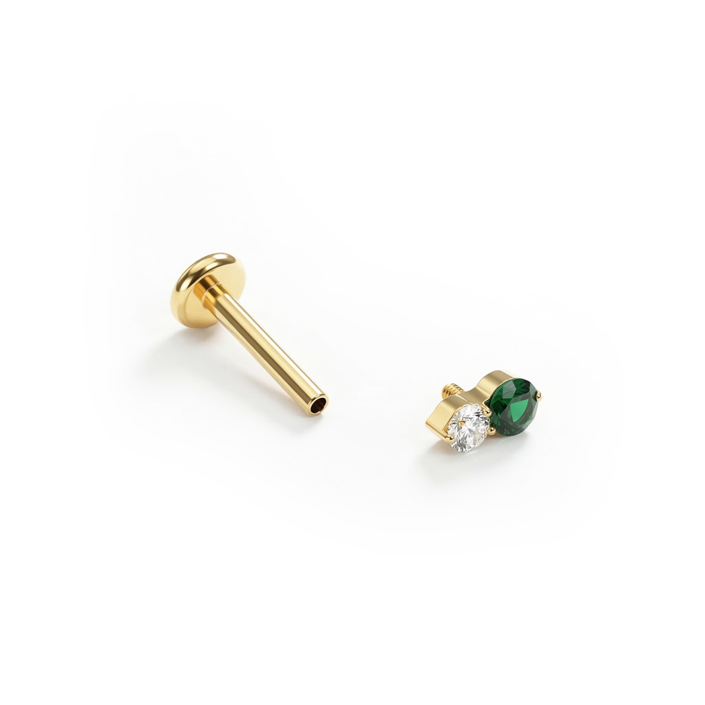 Elegáns titán labret két kővel