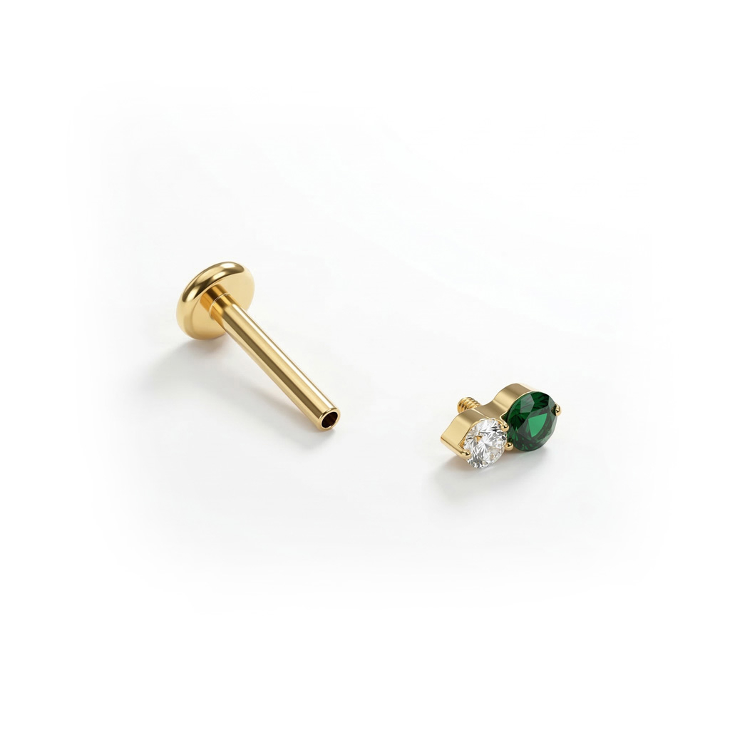Elegáns titán labret két kővel