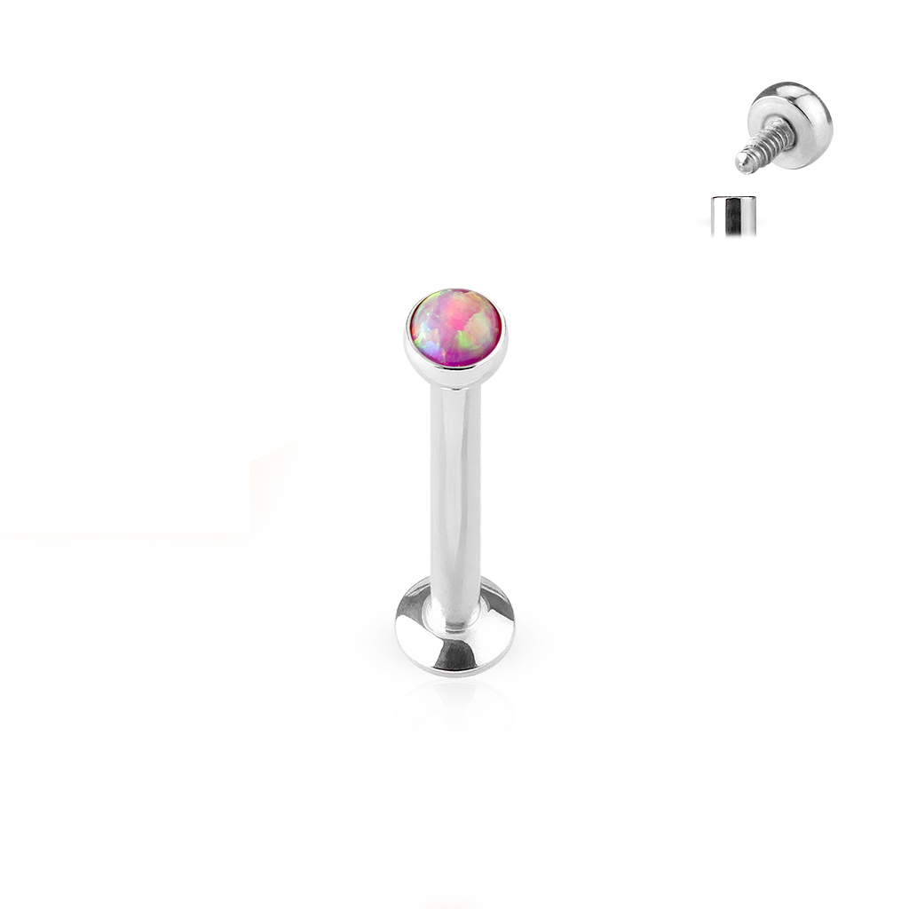 Labret belső menettel és opál kő dísszel
