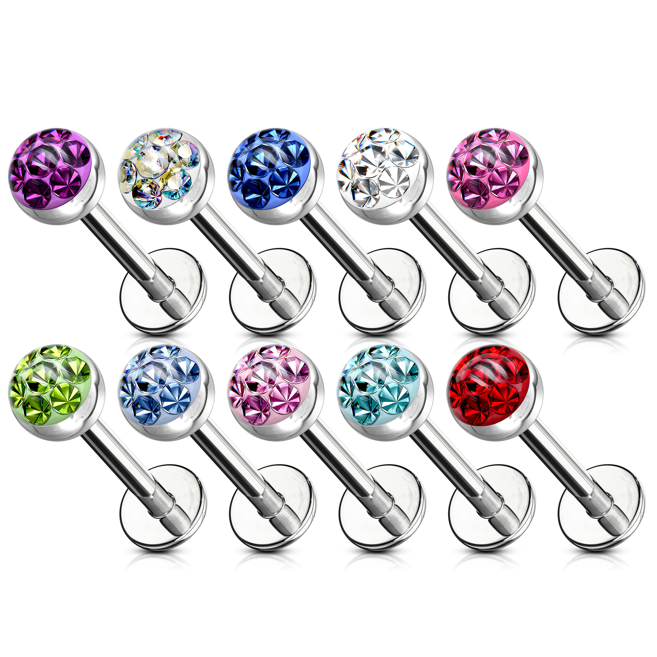 Labret kristály gyöngy dísszel