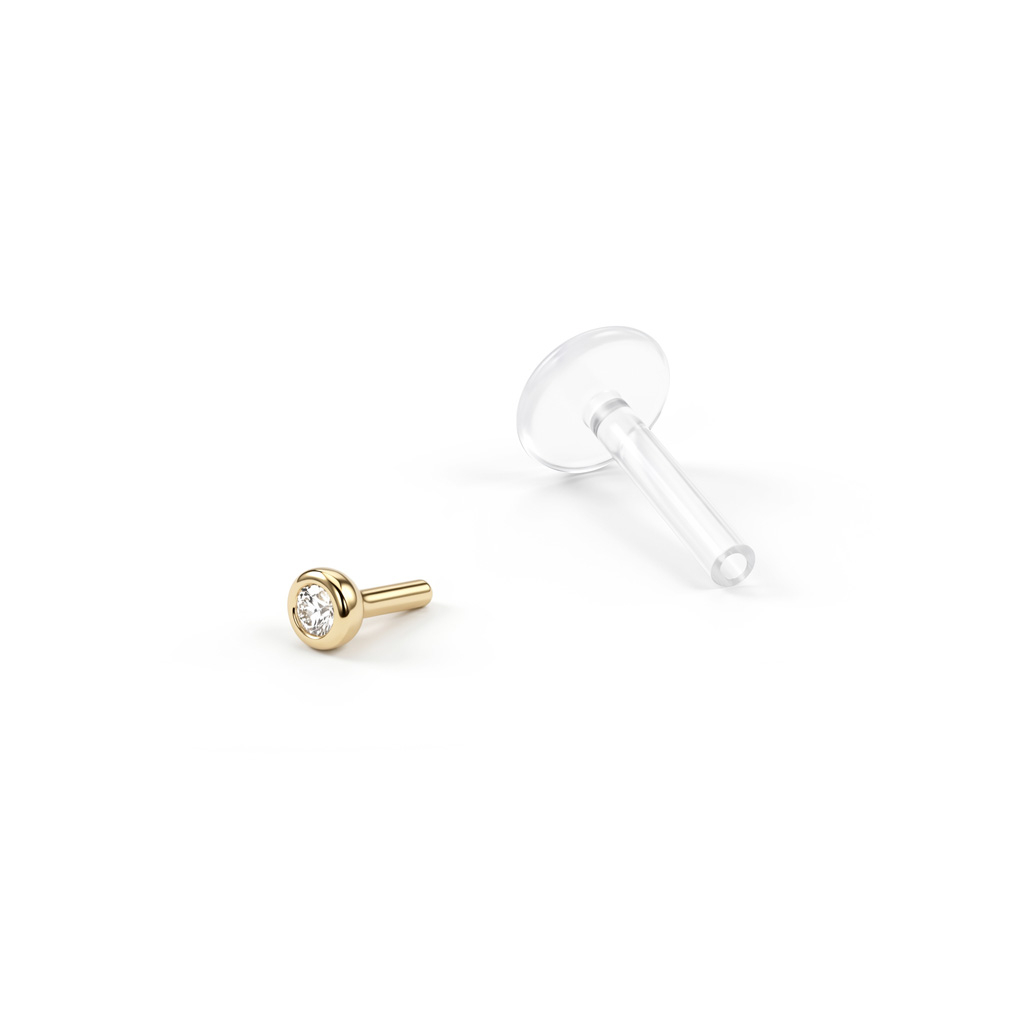 14k arany felsőrésszel és PTFE szárral készült labret