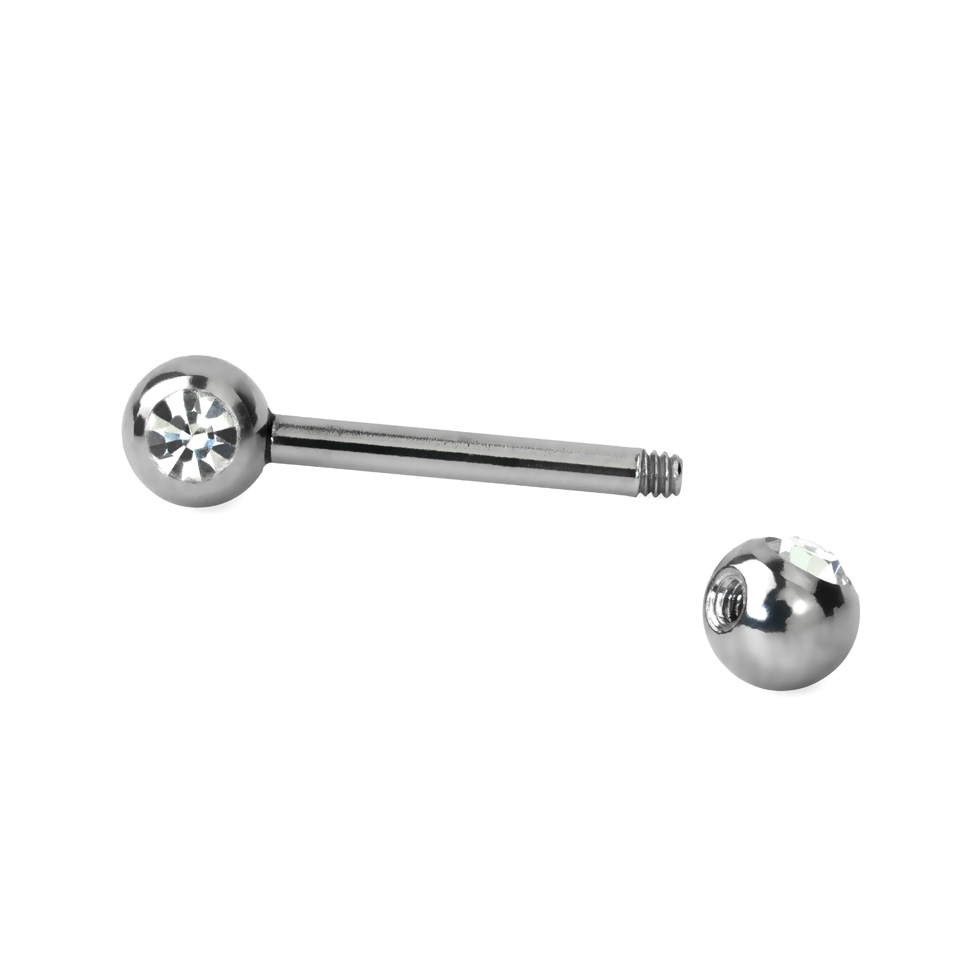 Mell piercing, kővel díszített golyó végekkel