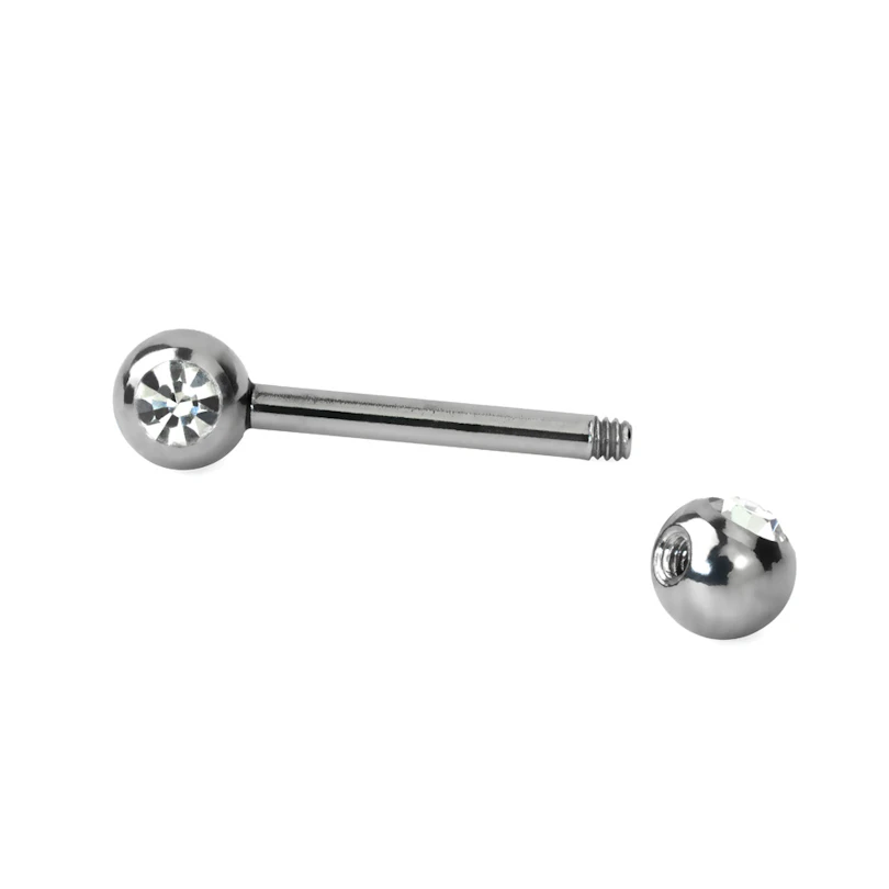 Mell piercing, kővel díszített golyó végekkel