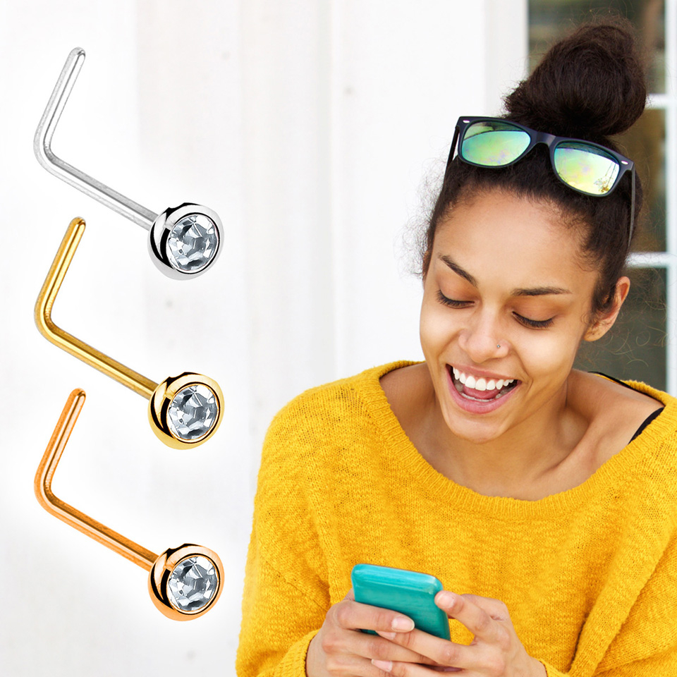 Orr piercing 14 karátos aranyból és foglalatos kővel