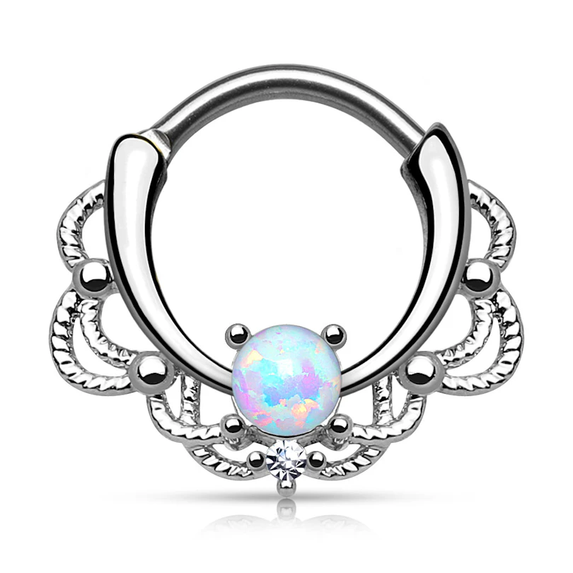 Septum piercing opál kővel, lánc dizájnnal