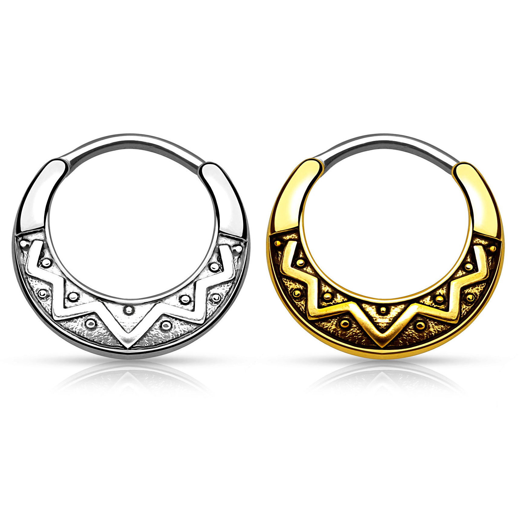 Septum piercing azték mintával