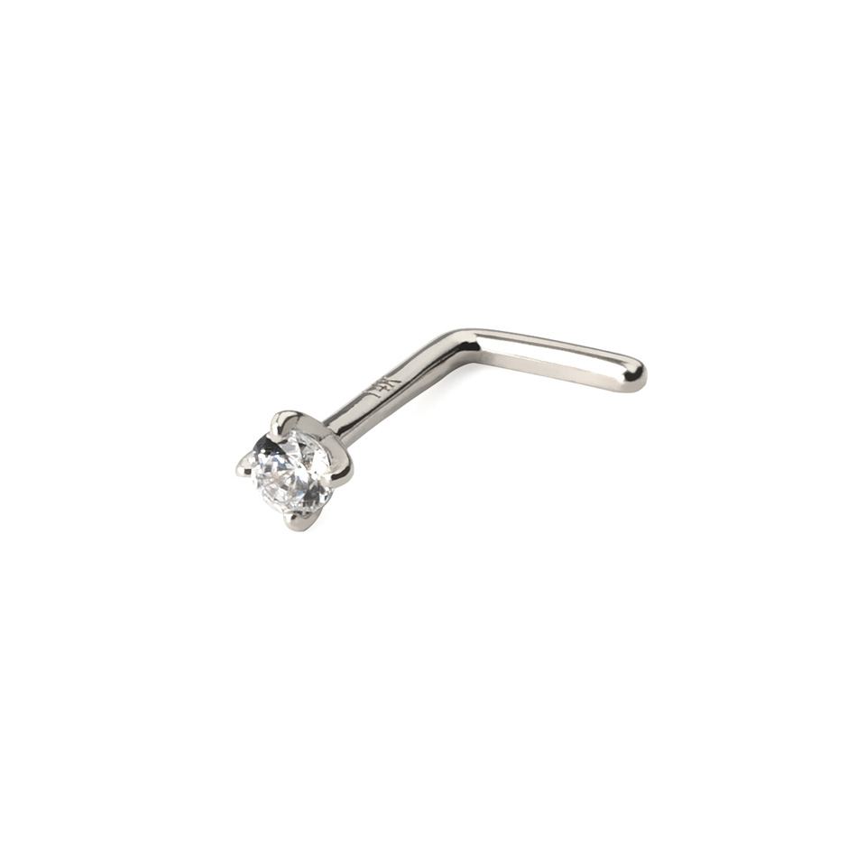 Orr piercing 14 karátos aranyból, kerek kővel
