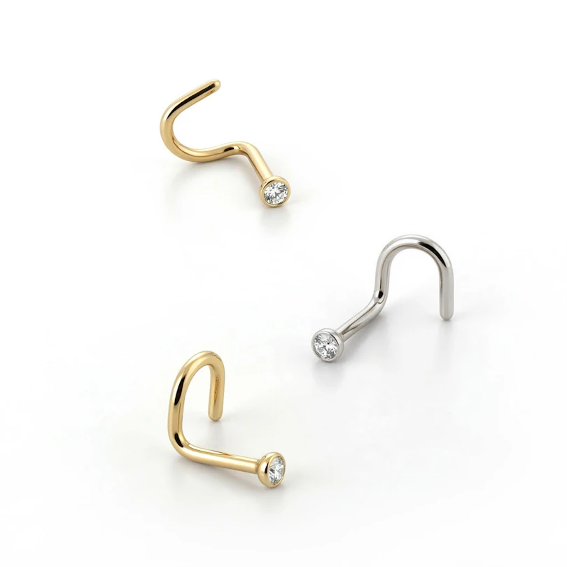 Orr piercing orvosi acélból, színes csillogó kövekkel díszítve