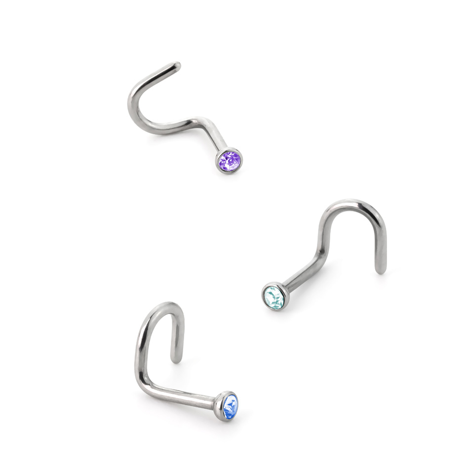 Orr piercing orvosi acélból, színes csillogó kövekkel díszítve