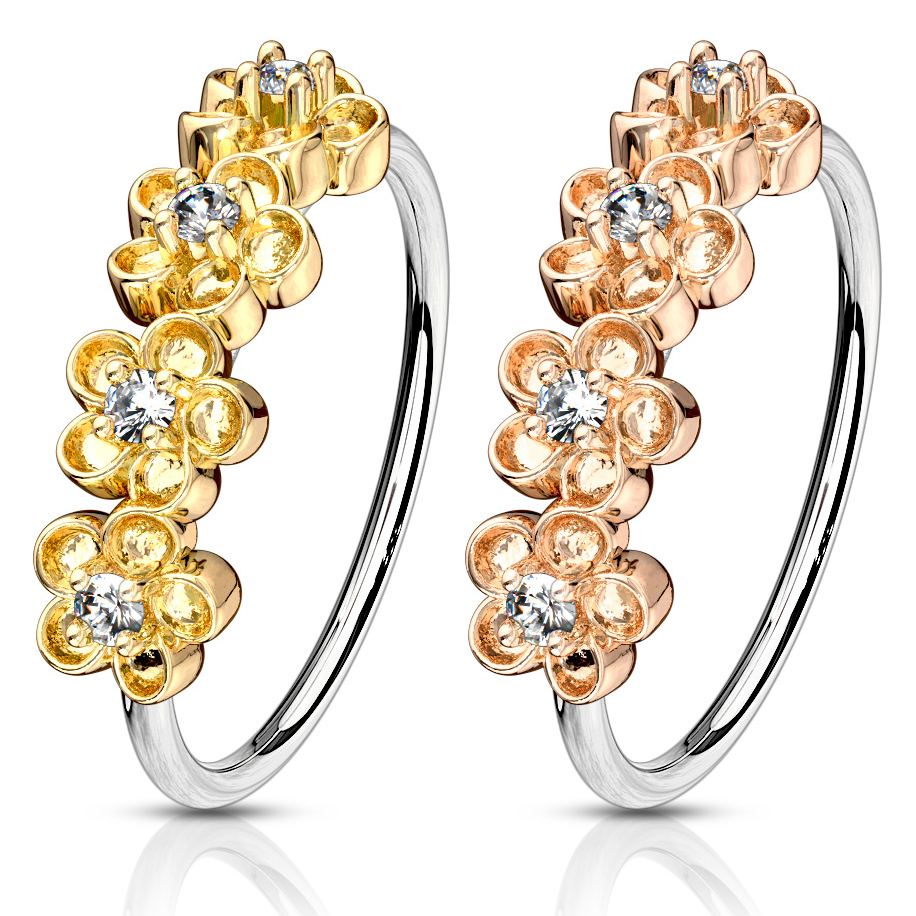 Piercing karika négy apró virág díszítéssel