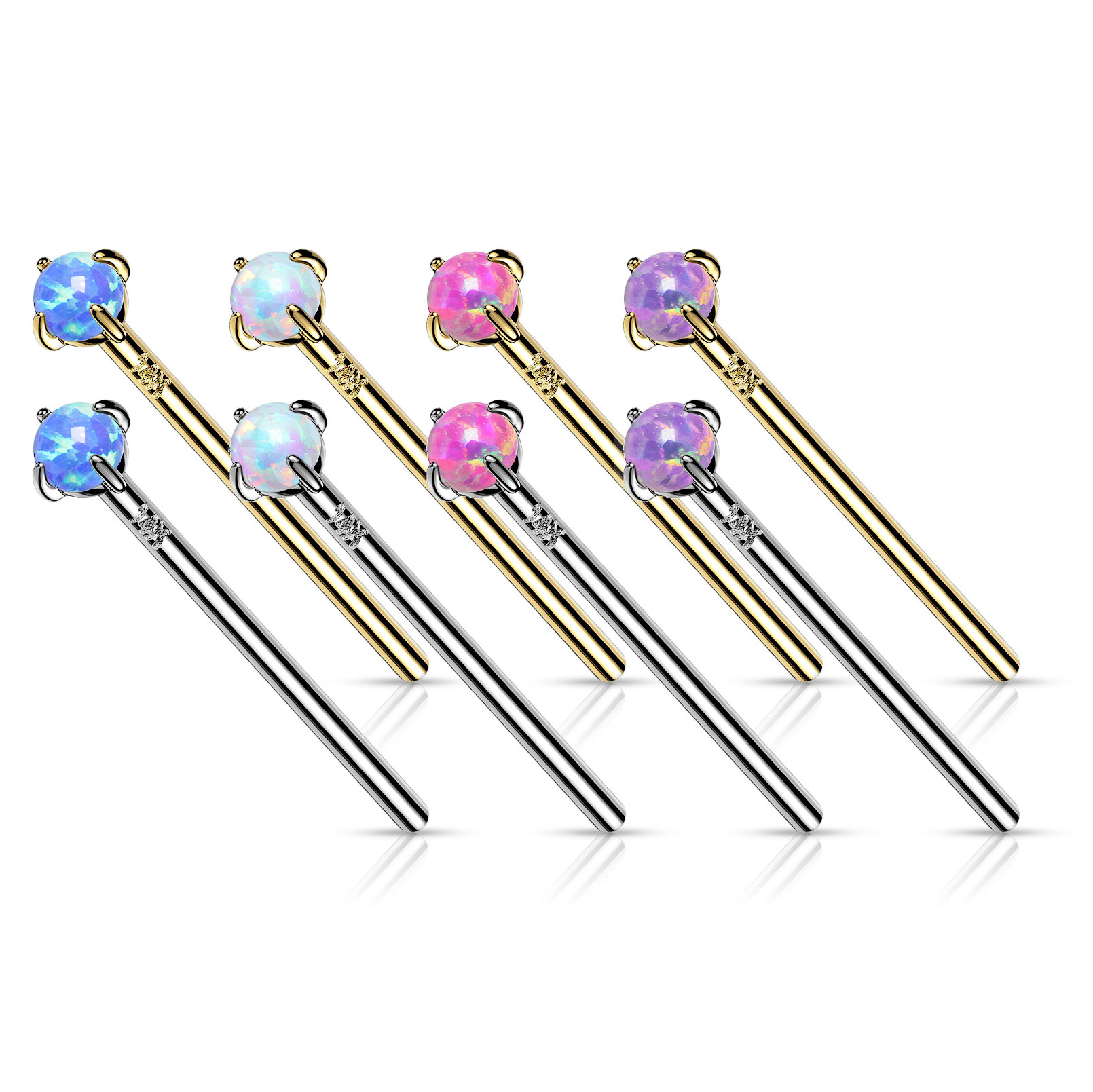 Fishtail orrpiercing 14K aranyból, opál kővel