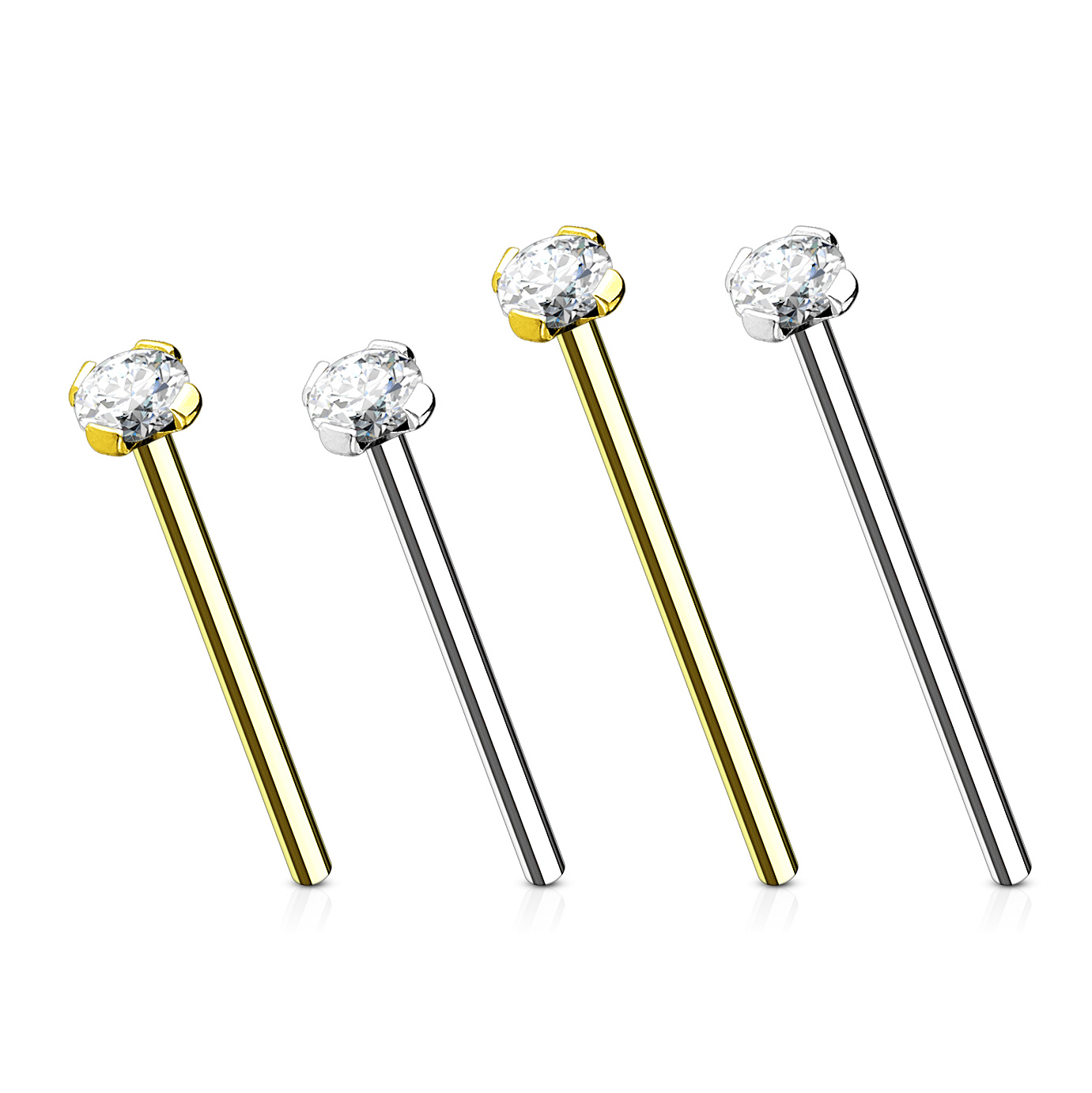 Fish tail orr piercing, 14 karátos aranyból, kővel