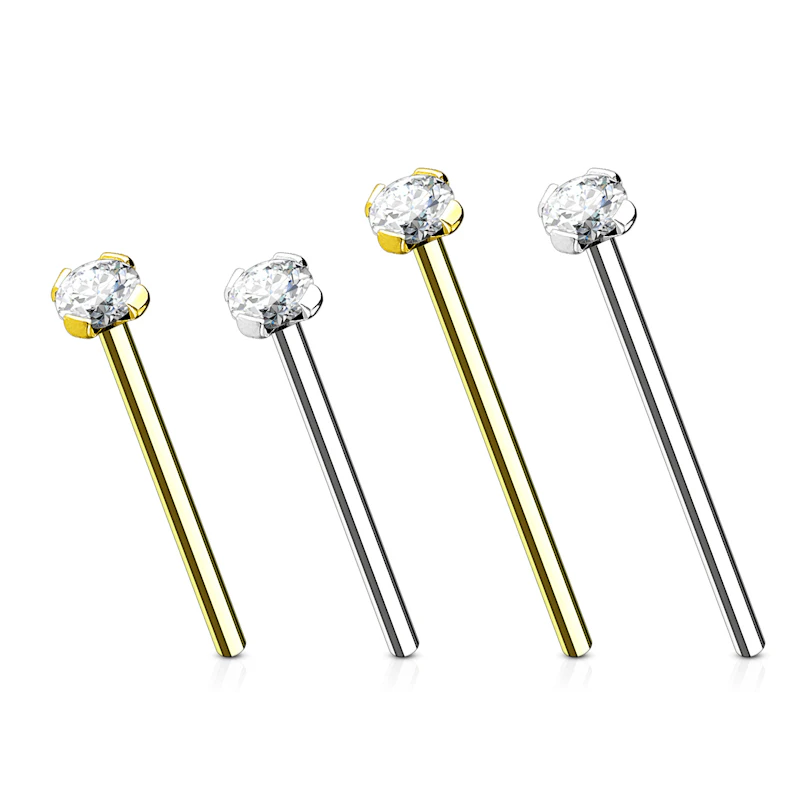 Fish tail orr piercing, 14 karátos aranyból, kővel