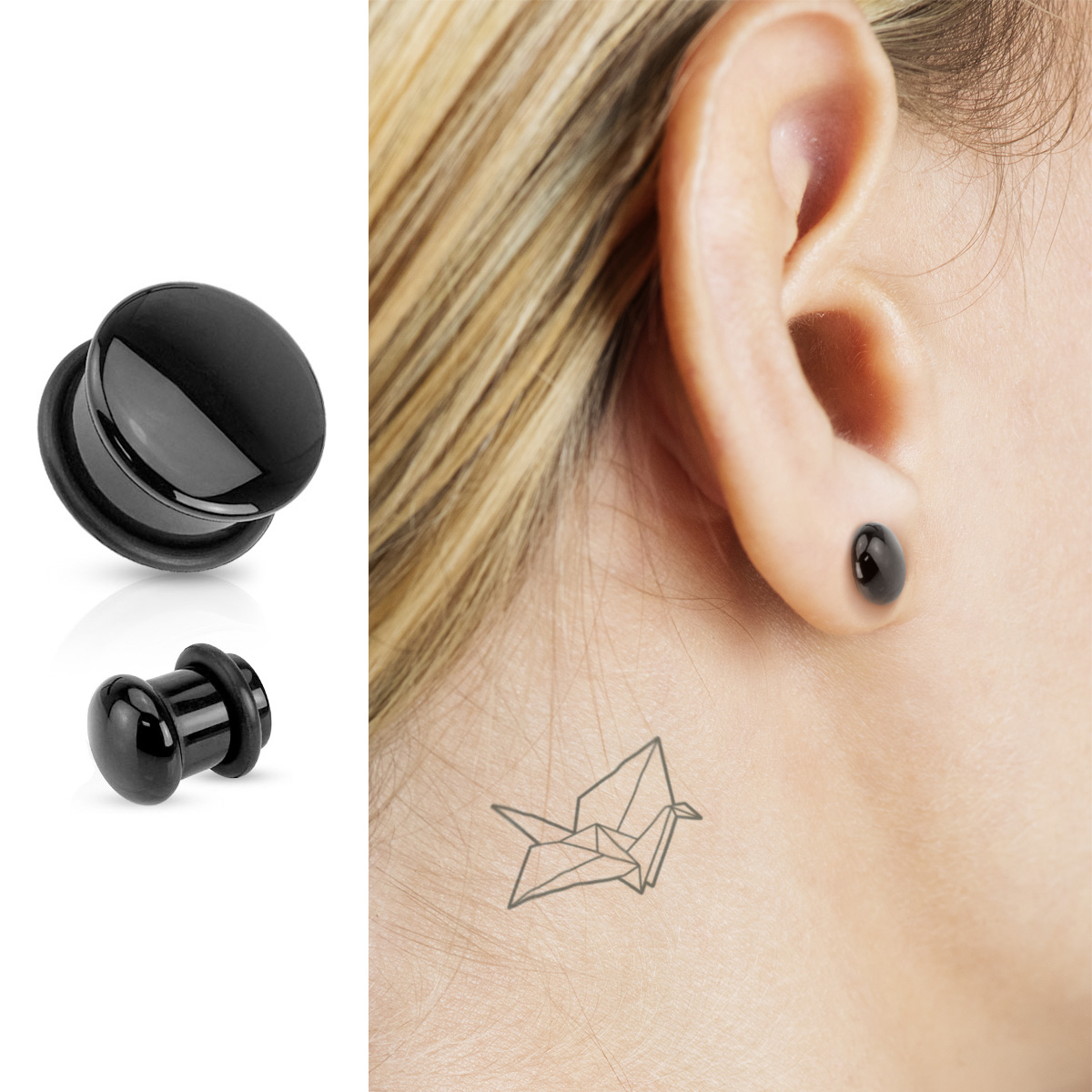 Plug, kupolás, fekete achátból