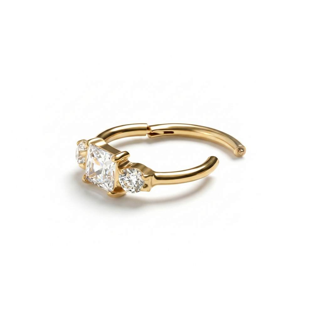 Titán kapcsos karika három cirkónia kővel