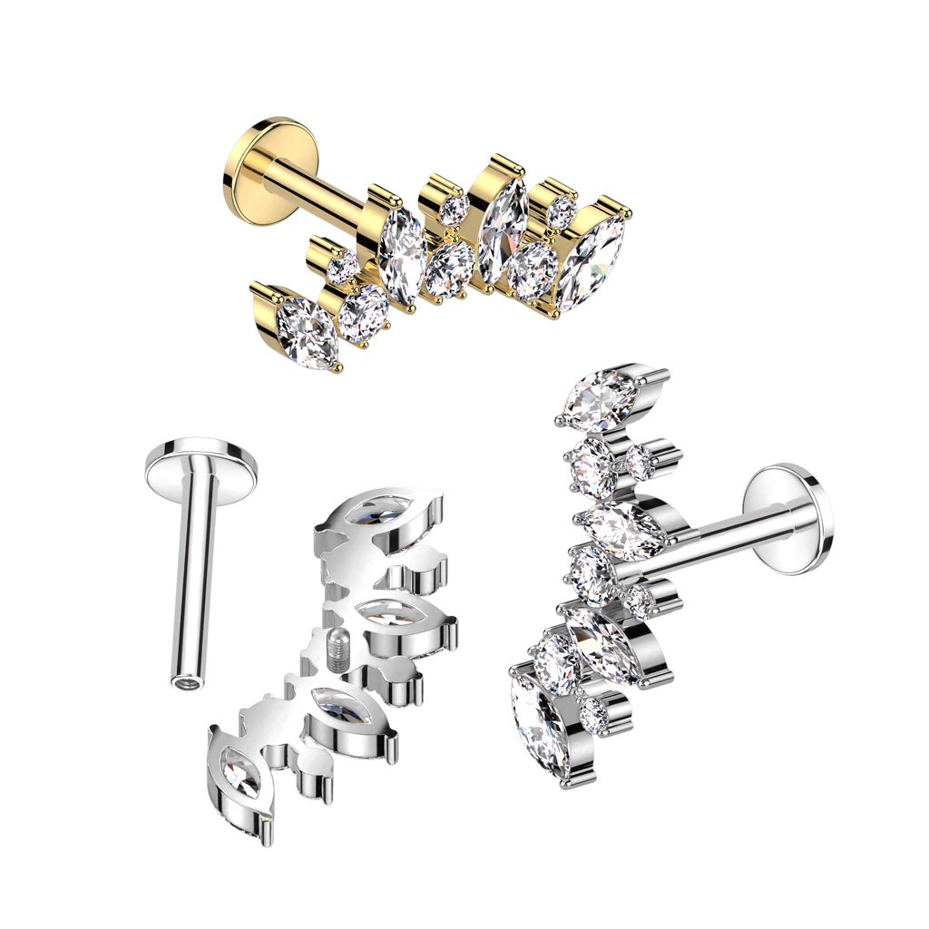 Titán labret marquise és kerek csiszolású kövekkel